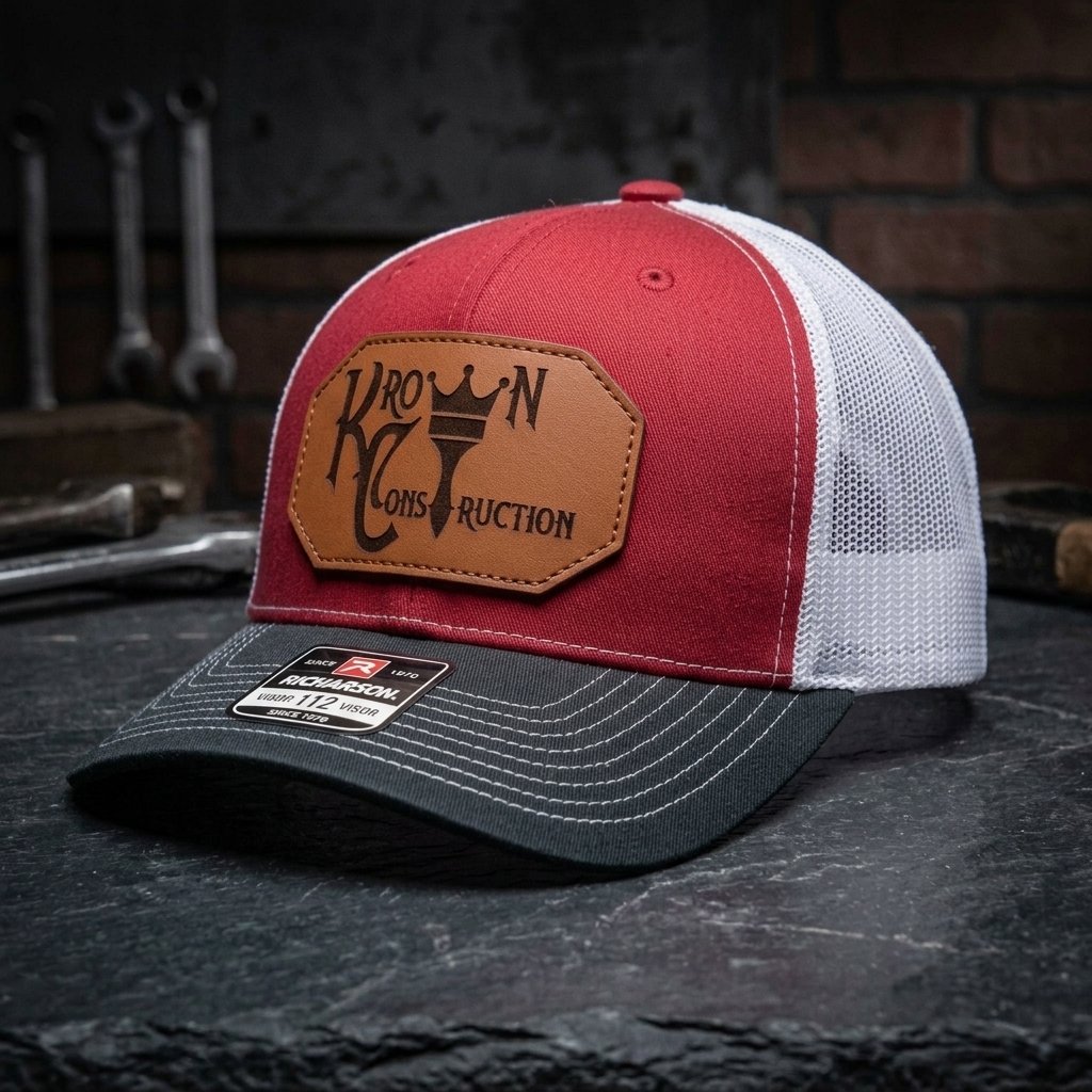 KrowN Built to Reign® Richardson 112 Leather Patch Trucker Hat alternate